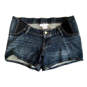 Isabel Maternity by Ingrid & Isabel Denim Shorts Dark Wash Sz 4 Womens w/ Back P